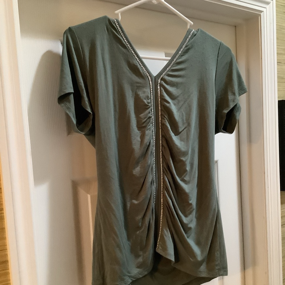 Colleen López Women Short Sleeve V-neck Blouse Size Medium